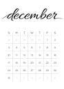 Monthly Calendar December 2017