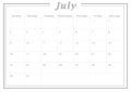 Monthly Calendar July 2017 Royalty Free Stock Photo