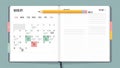A monthly calendar on the left and lined sections for Dailies Royalty Free Stock Photo