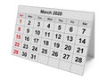 Monthly calendar - March 2020