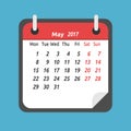 Monthly calendar, May 2017