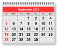 Monthly calendar - month September 2021