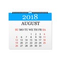 Monthly calendar 2018. Tear-off calendar for August. White background. Vector illustration