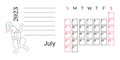 Monthly calendar for the 2023 year. The week starts on Sunday. June. monthly planner