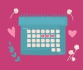 Monthly days for a girl, a calendar of the menstrual cycle. Calendar of the female period, checking ovulation. The