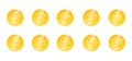 Monthly expenses gold coins icons set on white background. Financial plan symbols. Money payment signs. Vector Budget