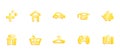 Monthly expenses gold icons set on white background. Financial plan symbols. Money payment signs. Vector Budget icon