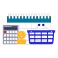 Monthly grocery budget, calculation expenses to buy food Royalty Free Stock Photo