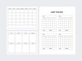 Monthly Plan, Weekly Plan, Habit Tracker planner page templates. Vector illustration