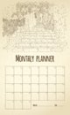 Monthly planner. City sketching. Line art silhouette. France, Saint-Paul-de-Vence. Tourism concept. Vector illustration.