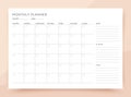 Monthly planner. Schedule homework template. Vector illustration