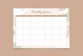 Monthly planner template Vector. Blank white notebook page A4. Royalty Free Stock Photo