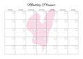 Monthly planner universal for any month with clean empty places. You can enter your numbers. With heart Royalty Free Stock Photo