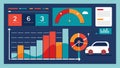 A monthly report with insights into the drivers behavior including average speed and number of sharp turns.. Vector