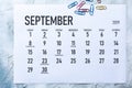 Monthly September 2019 calendar Royalty Free Stock Photo