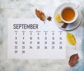 Monthly September 2019 calendar Royalty Free Stock Photo