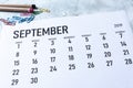 Monthly September 2019 calendar Royalty Free Stock Photo