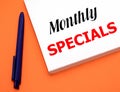 Monthly specials banner