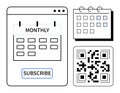 Monthly Subscription Concept with Calendar and QR Code for Digital Signups Royalty Free Stock Photo