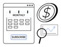 Monthly Subscription Service with Payment and Growth Analysis Concept Royalty Free Stock Photo