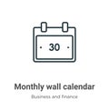 Monthly wall calendar outline vector icon. Thin line black monthly wall calendar icon, flat vector simple element illustration