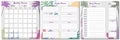 Monthly, Weekly, Daily Planner Set template vector. Palms floral decoration background, To Do list, goals, notes