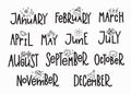 Months year calendar lettering typography Royalty Free Stock Photo