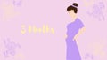 3 months of pregnancy. Portrait of young happy woman waiting for her child born, vector illustration. Pregnant woman expecting to