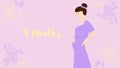 4 months of pregnancy. Portrait of young happy woman waiting for her child born, vector illustration. Pregnant woman expecting to