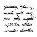Months of the year brush calligraphy