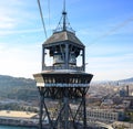 Montjuic Cable Car (Teleferic de Montjuic) in Barcelona, Spain