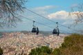 Montjuic cable cars over Barcelona, route with amazing city views, tourist attraction