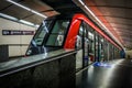 Montjuic Funicular train in Barcelona Spain