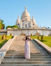 Montmarte Paris, Sacre Coeur Cathedral in Montmartre, Paris, France, morning in Paris