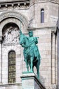 Montmartre basilica, Joan of Arc Jeanne d`Arc sculpture Royalty Free Stock Photo