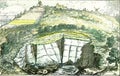 Montmartre buttes and quarries of clignancourt gypsum, vintage engraving