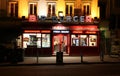 Montmartre by night. Burger cafe. Paris Royalty Free Stock Photo