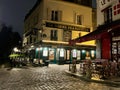 Outside La Bonne Franquette, famous Montmartre night club, on a quiet October evening.