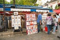 Montmartre Paris, painter at the place du tertre, tourism attraction in France,  artists drawing portraits,Paris 04.08.2017 Royalty Free Stock Photo