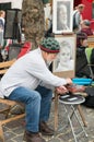 Montmartre Paris, painter at the place du tertre, tourism attraction in France,  artists drawing portraits,Paris 04.08.2017 Royalty Free Stock Photo