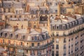 Montmartre parisian roofs details at golden sunrise Paris, France