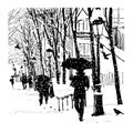 Montmartre under snow, Paris, France Royalty Free Stock Photo