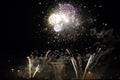 Montmorency waterfall illuminated by Fireworks , QuÃÂ©bec Royalty Free Stock Photo