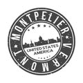 Montpelier Vermont USA Stamp Logo Icon Skyline Silhouette Symbol Round Design Skyline City. Royalty Free Stock Photo