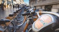 Velomagg bike sharing city bikes for rental in Montpellier Royalty Free Stock Photo