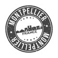 Montpellier France Round Stamp Icon Skyline City Badge Vector Seal.