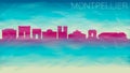 Montpellier France Skyline City Vector Silhouette. Broken Glass Abstract Geometric Dynamic Textured. Banner Background. Colorful S