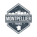 Montpellier France Travel Stamp Icon Skyline City Design Tourism.