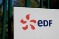 EDF logo brand and text sign facade electric utility company Royalty Free Stock Photo