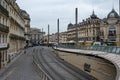 Montpellier, Occitanie, France - View over the Place de la Comedie, the Comedy Square and tramway tracks Royalty Free Stock Photo